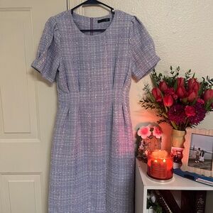 SHEIN Lavender Tweed Midi Dress